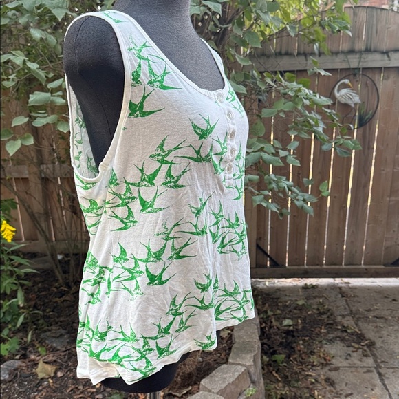 Women’s Marc Lauge Green & White Sleeveless Tank Top. L. 50% cotton 50% modal - Picture 5 of 7